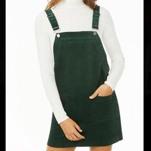 Forever 21 Green Corduroy Mini Overall Dress